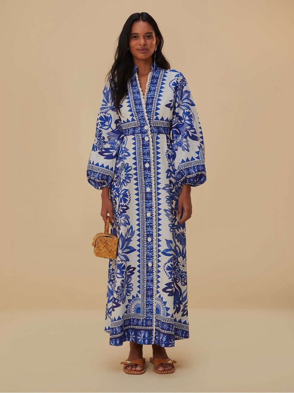 Farm Rio Off-White Flora Tapestry Maxi Dress